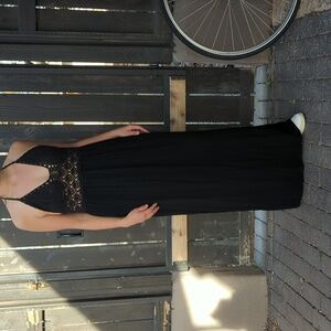 Flowy Crochet Top Halter Tie Maxi Dress With Side Slits, Bali Queen, S/M